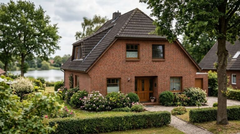 Gepflegtes Einfamilienhaus mit roter Klinkerfassade in einem Wohngebiet von Güstrow